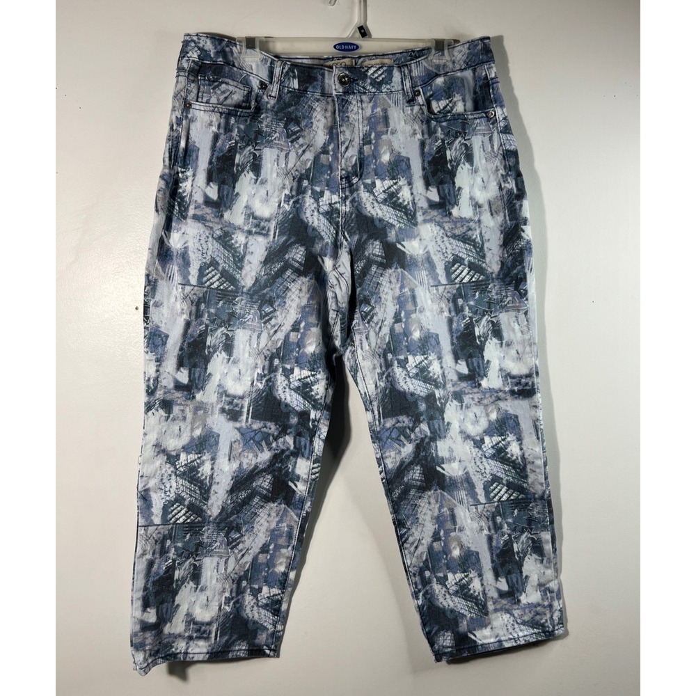 Womens LOGO‎ Lori Goldstein Boyfriend Abstract Graphic Jeans 12P Blue